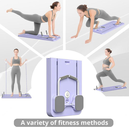 Pilates Board, Pilates Reformer Equipment, Portable Foldable Pilates Set for Home Outdoor Workout Exercise Machine, 5 in 1 Multifunctional Pilates Sliding Board for Women Full-Body