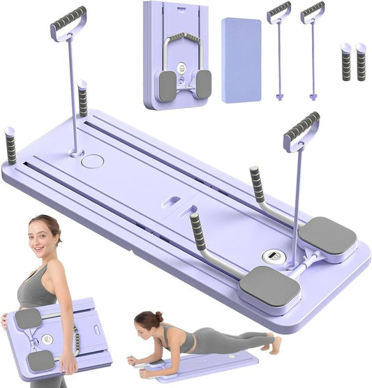 Pilates Board, Pilates Reformer Equipment, Portable Foldable Pilates Set for Home Outdoor Workout Exercise Machine, 5 in 1 Multifunctional Pilates Sliding Board for Women Full-Body